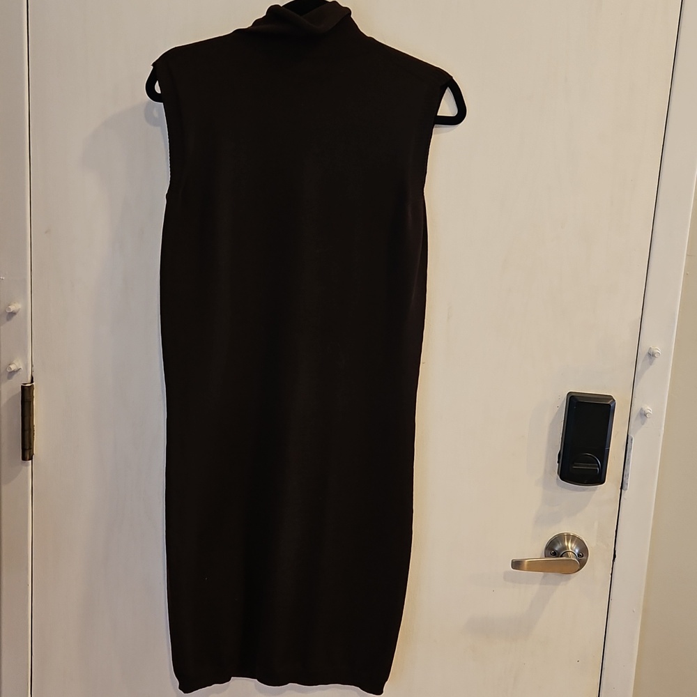 PierAntonio Gaspari Brown Italian Virgin Wool Sleeveless Turtleneck Dress 44/8 - Picture 6 of 6